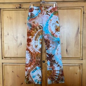 Ice-Dyed, One-of-a-kind, roll-top yoga pants